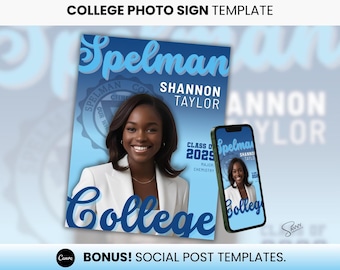 HBCU Foto-Schildvorlage: DIY bearbeitbar Spelman College Abschlussfeier (Canva Digital Download)