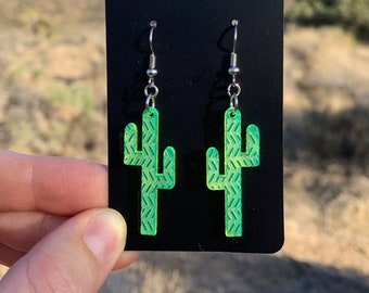 Neon Saguaro Earrings | Southwest Style | Acrylic Lucite Lasercut Earring