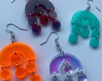 Acrylic Jellyfish Dangle Earrings | Acrylic Lucite Lasercut Earring | Modern Boho Design