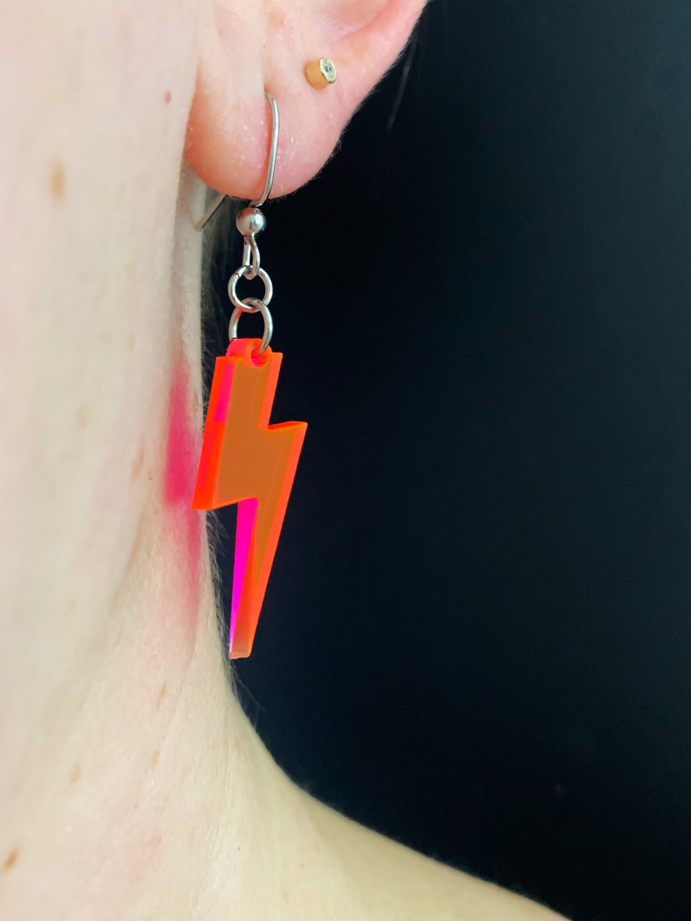 Buy Neon Lightning Bolt Earrings Flashy Fluorescent Acrylic Online in India   Etsy