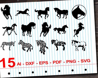 Africa Australia Lion Elephant Horse Animal Silhouette Vector Clipart PNG EPS SVG Digital Files Scrapbook Supplies Clip Art Instant Download