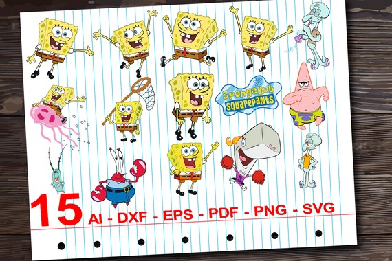 Sponge Bob Svg Sponge Bob Sponge Bob Dxf Sponge Bob Etsy