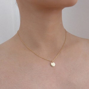 Minimalist Tiny Disc Circle Dot, Silver 925, Gold,  Dainty Simple Necklace Pendant Handmade 16"