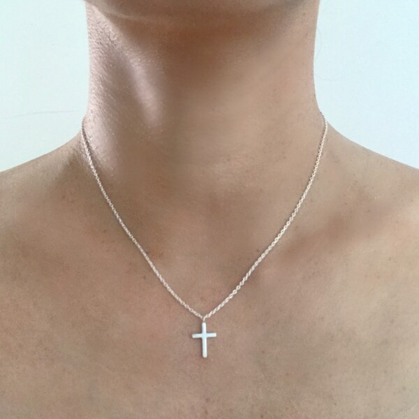 Dainty Cross, Tiny Cross, Necklace Pendant, Fine Gold or Silver, woman, religious necklace, Bridemade gifts, Minimalist