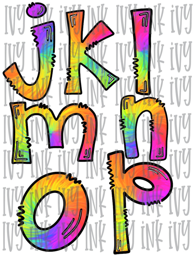 tie dye tye dye alphabet alpha font hand lettered etsy
