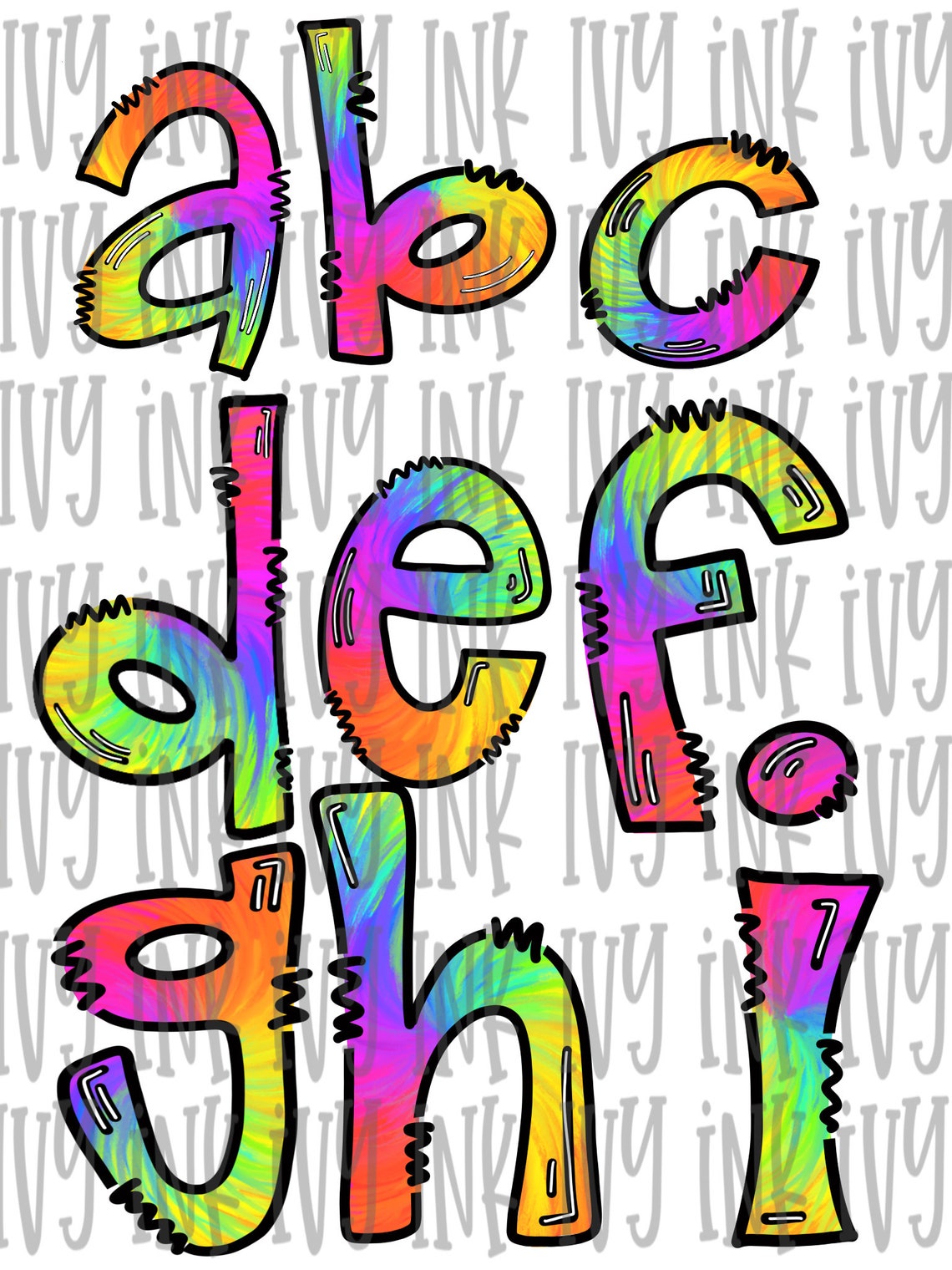 Tie Dye Tye Dye Alphabet Alpha Font Hand Lettered - Etsy
