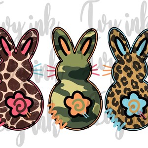 Animal Print Giraffe Camouflage Leopard Bunny Rabbit Trio Triple Easter Funky Cute Sublimation T-shirt Instant Download PNG JPEG