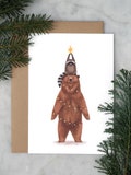 Bear & Raccoon Happy Holidays Christmas postcard PER PIECE product logo