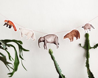 DIY Garland with Animals to print out at home, Instant Download