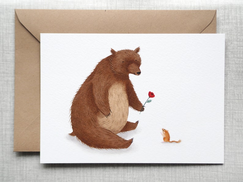 Valentine's card Bear & Mouse image 1