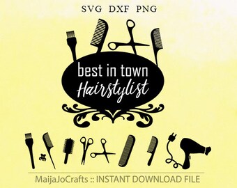 Hairdresser SVG PNG Clipart DXF cut files instant download silhouette cameo cricut designs cut file Cricut cutting files Hairstylist svg