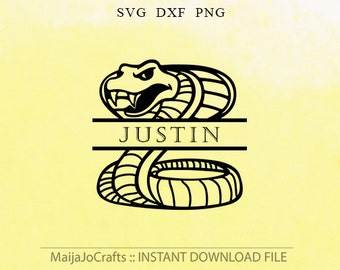Snake Monogram Frame SVG PNG DXF monogram frames Svg cut files instant download silhouette cameo cricut designs cut file Clip art Snake Svg