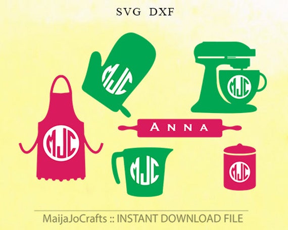 Download Baking Monogram Design Set Kitchen Svg Files Bakery Svg Dxf Etsy