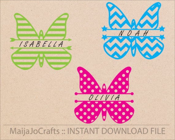 Download Split Butterfly Svg Monogram Frame Patterned Cricut Cutting Etsy