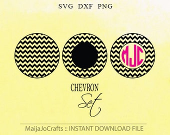 Chevron Circle monogram SVG files for Silhouette cameo design DXF instant download  cricut designs cut file Cute Clipart Vector file PNG