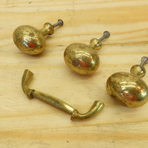 Vintage Set Of 4 Rustic Brass Cabinet Drawer Knobs