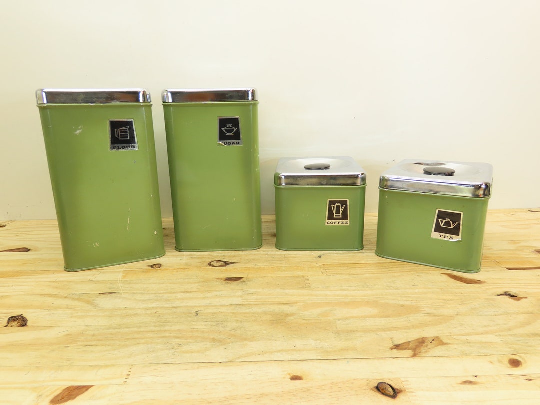 Avocado Green Canister Tin Metal Storage Cannisters Set 4 Pcs - Etsy