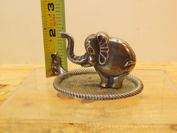 Vintage Zinc Alloy Silver Elephant Ring Holder an… - image 5