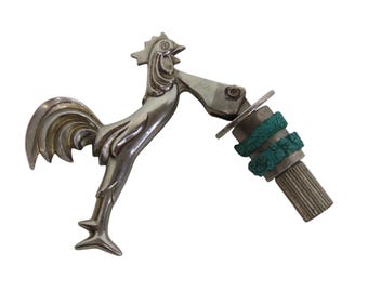 Tapón de botella vintage de los años 50 con forma de gallo y pollo