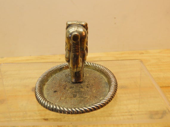 Vintage Zinc Alloy Silver Elephant Ring Holder an… - image 3