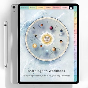 Astrologer's Workbook, Horoscope Notebook. Zodiac Digital Tablet Templates. Sun Sign Journal Paper & Worksheets. Printable Quick Reference
