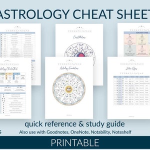 Astrology Cheat Sheet Package, Printable Quick Reference Guides, Study ...