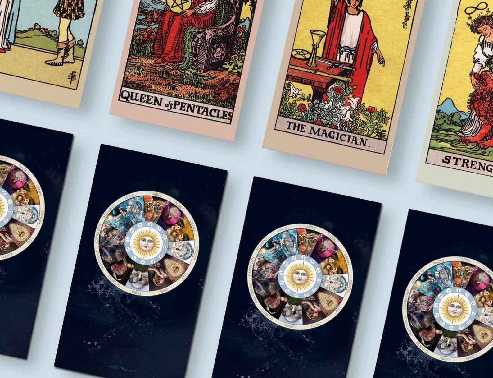 Printable Tarot Deck. Rider-waite Tarot Card Package With Zodiac Signs ...