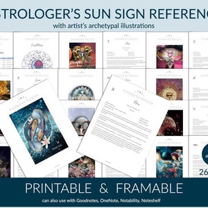 Paquete de cuadernos imprimibles de astrólogo. Plantillas de páginas de notas del zodíaco. Hojas de trabajo en papel del diario del horóscopo en blanco. Guías de arte y referencia rápida