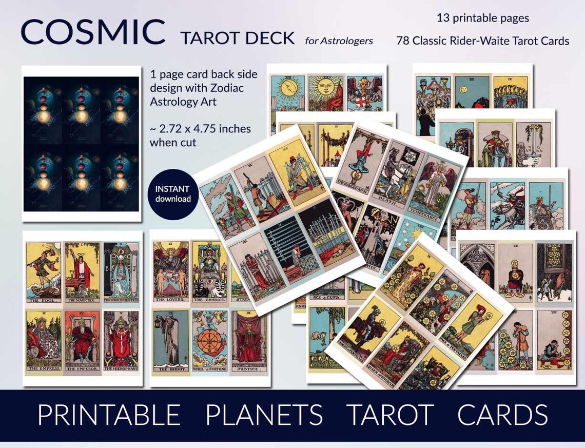Printable Tarot Deck. Rider-waite Tarot Card Package With - Etsy