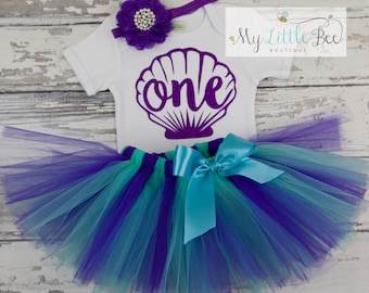 Mermaid birthday outfit - mermaid 1st birthday outfit - seashell birthday outfit - under the sea birthday outfit - mermaid birthday theme