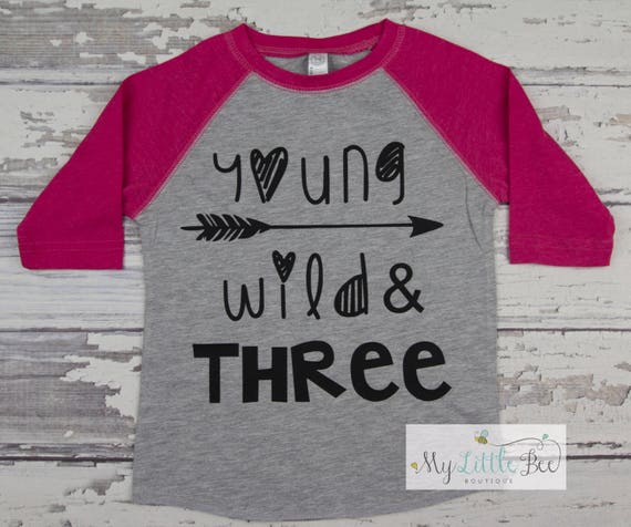 Wild & Three birthday girl shirt. Pink or teal Young