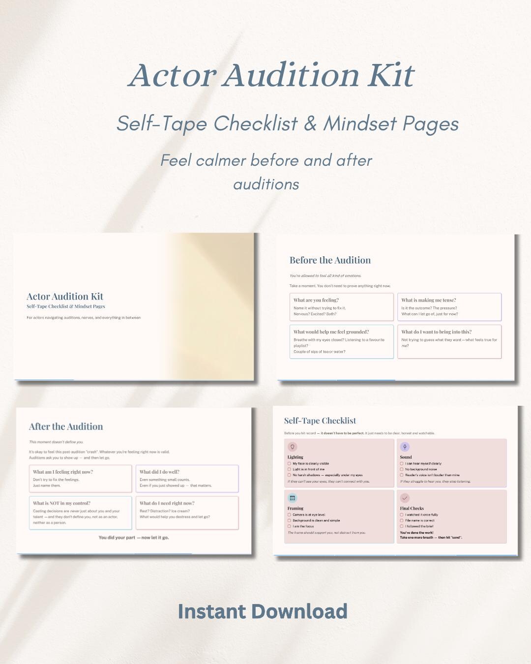 Actor Audition Kit – Self Tape Checklist & Mindset Guide for Actors - Etsy