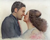 Custom Watercolor Couple Portrait, Original Watercolor Painting, Anniversary Gift