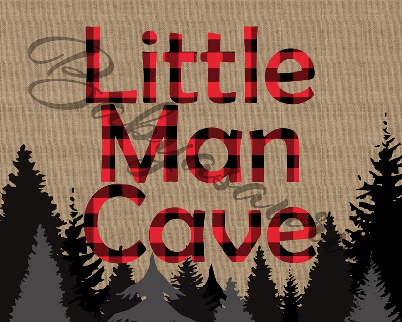 Little Man Cave Wall Art Rustic Lumberjack Buffalo Plaid | Etsy