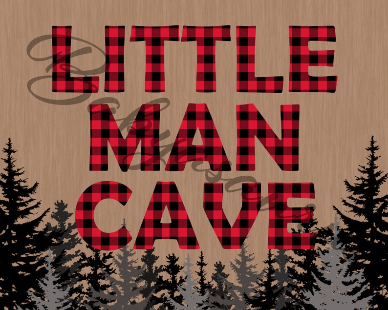 Little Man Cave Wall Art Rustic Red Lumberjack Buffalo Plaid | Etsy