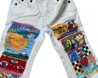 Painted Toddler White Jeans 3T