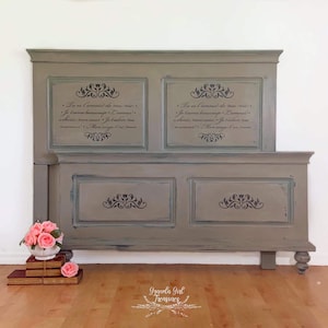 French Queen Headboard, Paris Head board, Country Bed