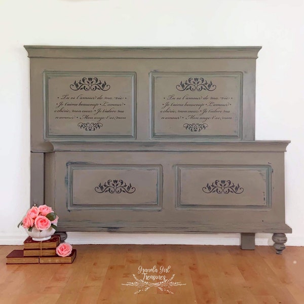 SAMPLE/French Queen Headboard, Paris Head board, Country Bed