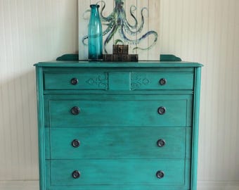 aqua blue dresser Aqua Dresser Makeover - What's Knot to Love?