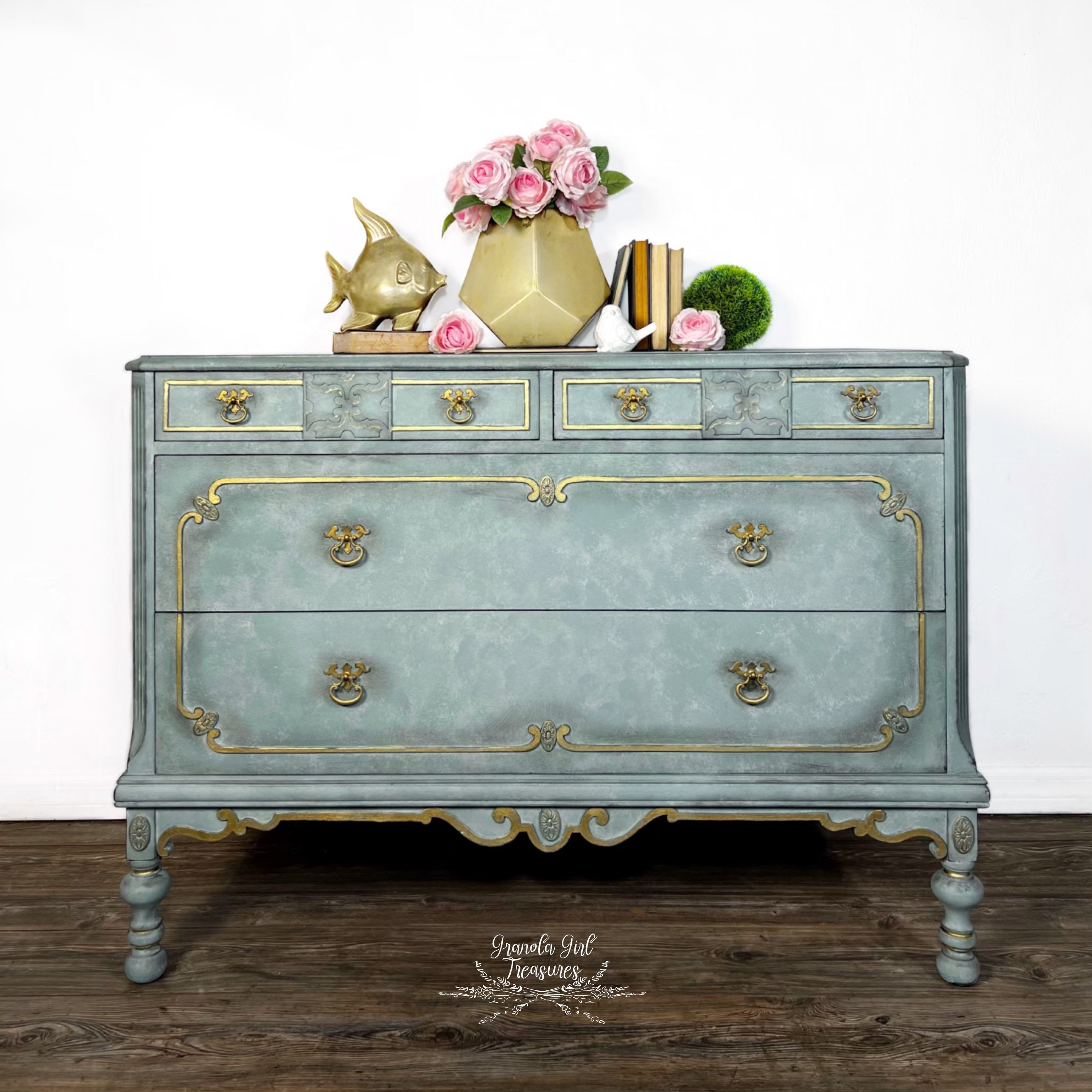 french connection blue floral dress Custom Hand Painted Victorian Dresser: Solid Wood 4-drawer Chest, Duck Egg Sizes:18M ff::eta::889047937223_2026-09-30 Plunging V-neck Beaded Feather