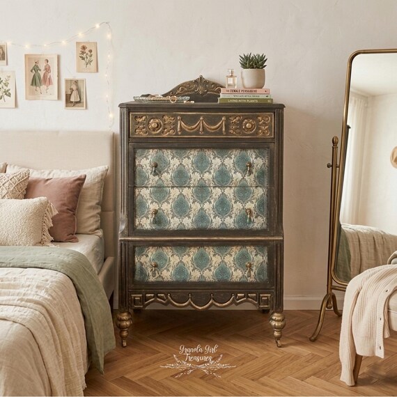 boho dresser tall SICOTAS 56.88" Wide 7 Drawer Tall Dressers, Boho Dresser with Oversized Storage Space Rattan Dressers & Chests of Drawer Engineered Wooden Dressers