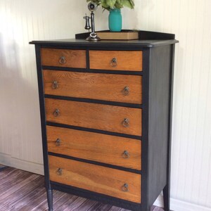 two tone black and wood dresser Osborne Wood