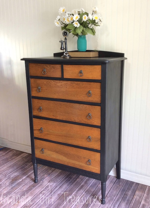 Sold Vintage Solid Oak Dresser Custom Finish Available Etsy