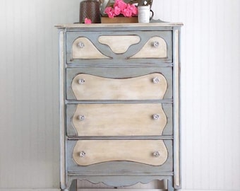 CUSTOM ORDER/Vintage Blue Tallboy Highboy Dresser, Chest,