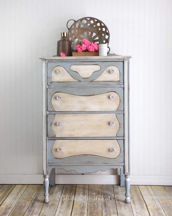 Vintage Blue Tallboy Highboy Dresser Chest Custom Order Etsy
