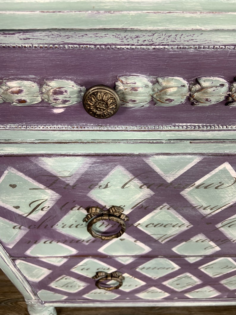 Vintage french country purple dresser image 7