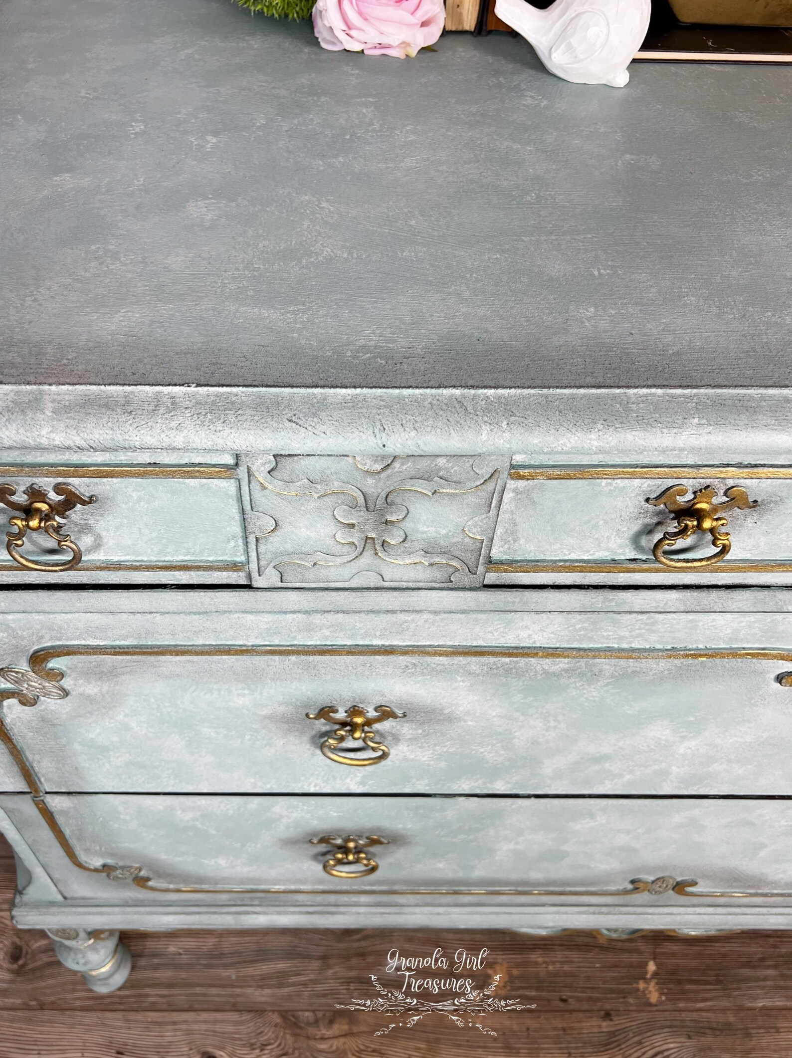 Custom Hand Painted Victorian Dresser: Solid Wood 4-drawer Chest, Duck ...