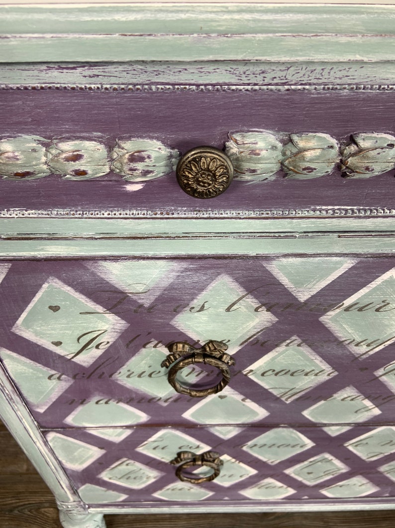 Vintage french country purple dresser image 10