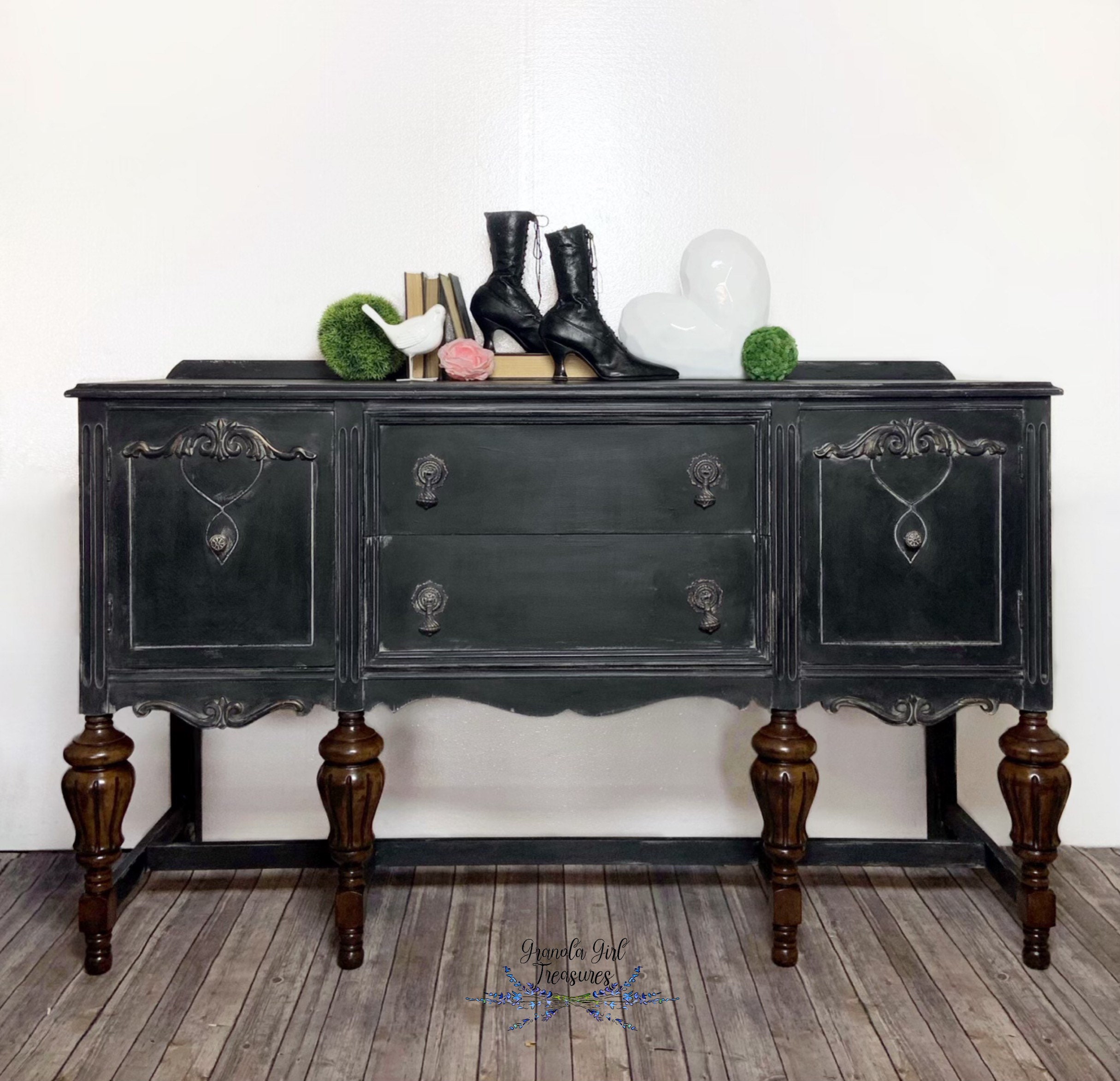 Custom Black Jacobean Sideboard Buffet Etsy UK