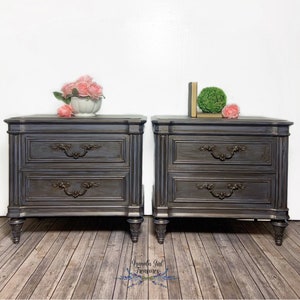 Vintage Pair Purple Bronze Metallic Night Stands, End Tables, Custom Order